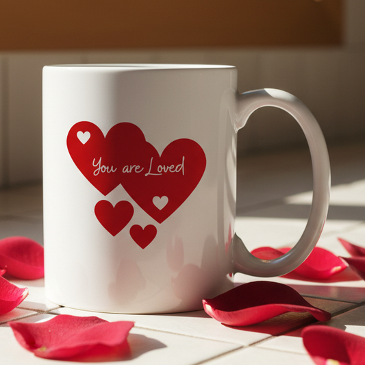 Hearts - You Are Loved   11oz White Ceramic Coffee Mug - white