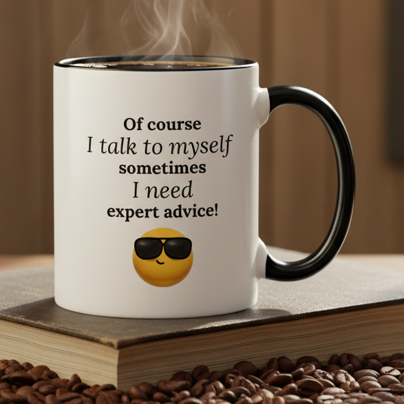 Of Course I Talk To Myself  11oz Contrast Coffee Mug - white/black